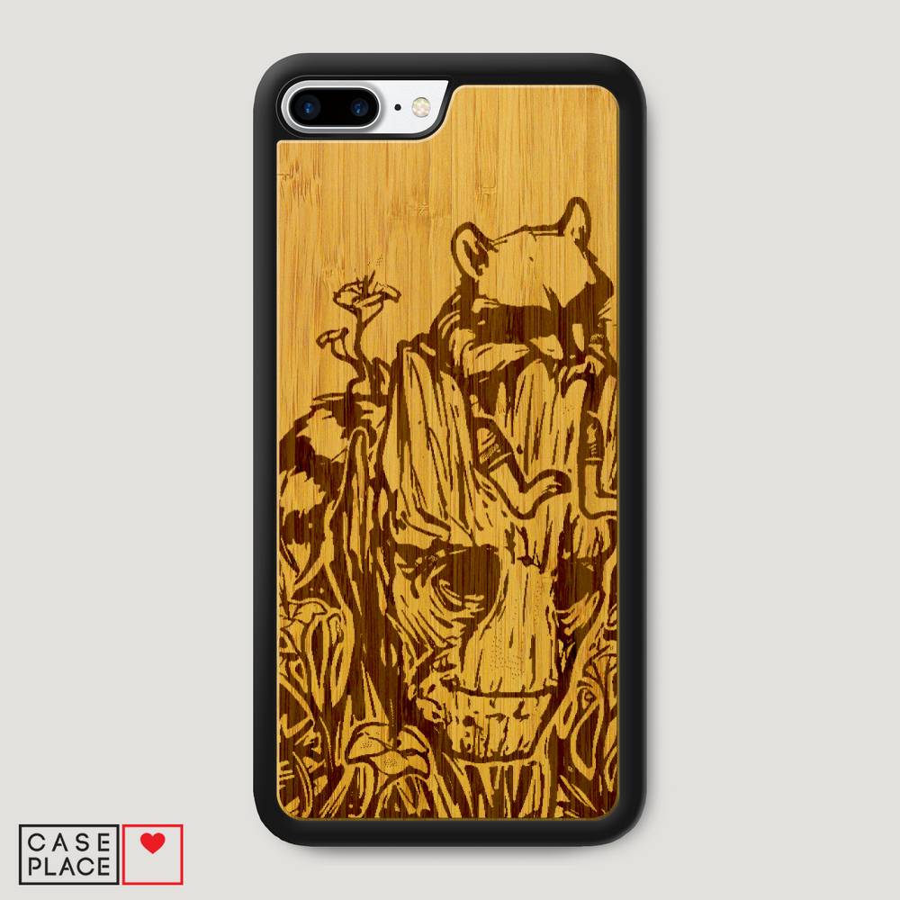 Деревянный чехол Грут и Ракета графика на iPhone 8 Plus