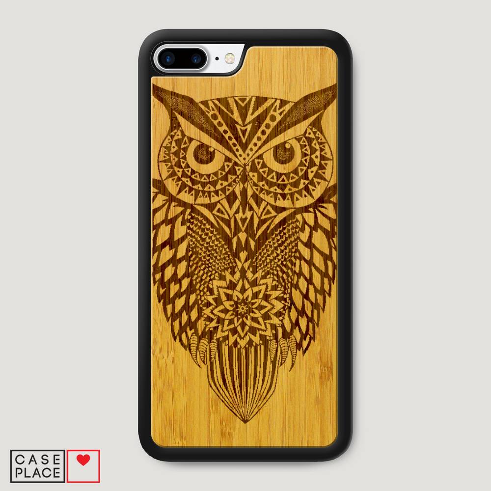 Деревянный чехол Узорчатая сова графика 3 на iPhone 8 Plus