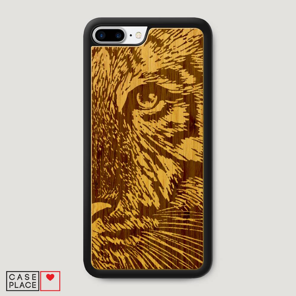 Деревянный чехол Лев крупным планом графика на iPhone 8 Plus