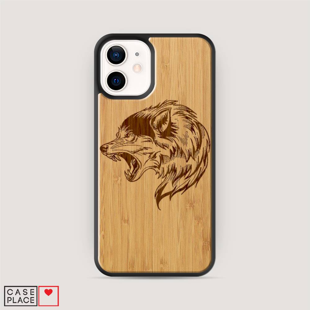 Деревянный чехол Волк рык графика на iPhone 12 mini