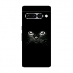 Матовый силиконовый чехол Взгляд черной кошки на Google Pixel 7 Pro