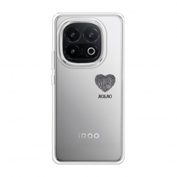 Силиконовый чехол Отпечаток сердца черный на Vivo iQOO 13