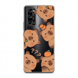 Силиконовый чехол Мультяшные капибары 2 на Honor 30 Pro Plus
