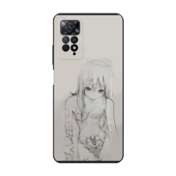 Матовый силиконовый чехол Аниме рисунок чёрно-белый на Xiaomi Redmi Note 11 Pro 5G