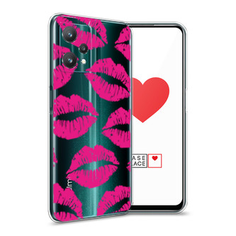 Силиконовый чехол Ярко-розовая помада паттерн на Realme 9 Pro