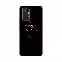Силиконовый чехол Черно-золотая клубника на Xiaomi Redmi Note 10 Pro