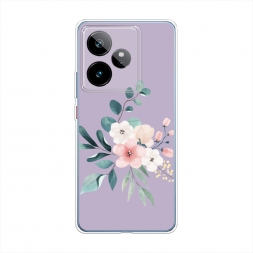 Силиконовый чехол Нежный букет на фиолетовом на Realme GT 7