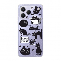 Блестящий Black cat doodles на Tecno Spark 50