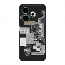 Матовый силиконовый чехол Коллаж греческие скульптуры на Tecno Pova 6 Neo