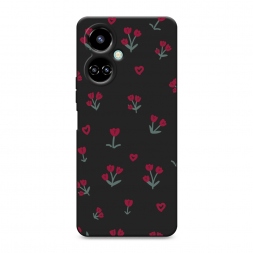 Матовый силиконовый чехол Красные тюльпанчики на Tecno Camon 19 Pro 4G