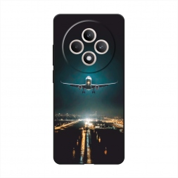 Матовый силиконовый чехол Самолет в ночном небе на Oppo Reno 12F