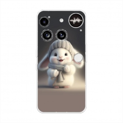 Силиконовый чехол Белый крольчонок в шапке 2 на Nothing Phone 3