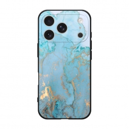 Матовый силиконовый чехол Голубой мрамор рисунок на iPhone 17 Pro Max