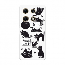 Soft touch ����� Black cat doodles �� Infinix Note 30 Pro