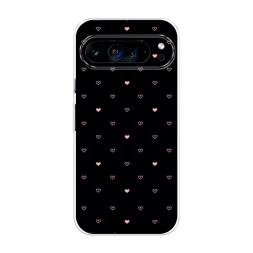 Силиконовый чехол Черный фон и сердечки на Google Pixel 9 Pro XL