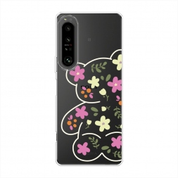 Силиконовый чехол Цветочный мишка на Sony Xperia 1 IV