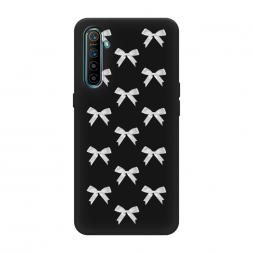 Матовый силиконовый чехол Белые бантики на Realme XT