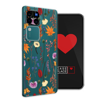 Силиконовый чехол Orange Purple flowers на Vivo V30 Pro