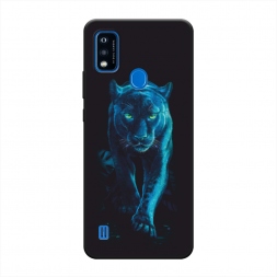 Матовый силиконовый чехол Пантера в лунном свете на ZTE Blade A51
