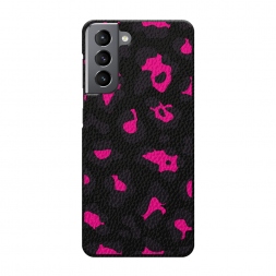 Кожаный черный Pink cow spots на Samsung Galaxy S21