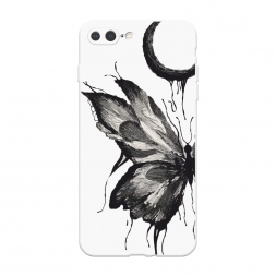 Soft touch белый Чернильная бабочка на iPhone 7 Plus
