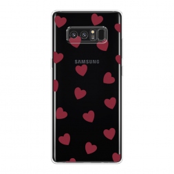 Силиконовый чехол Бордовые сердечки паттерн на Samsung Galaxy Note 8