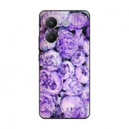 Матовый силиконовый чехол Пионы сиреневые на Xiaomi Poco M7 Pro