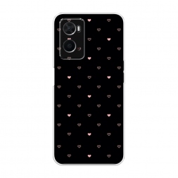 Силиконовый чехол Черный фон и сердечки на Oppo A36