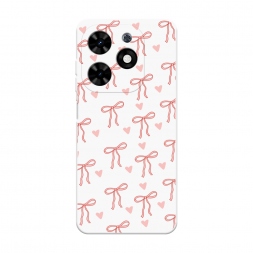 Soft touch белый Бантики и сердечки на Tecno Spark Go 2024