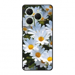 Матовый силиконовый чехол Летние ромашки на Tecno Spark 20 Pro