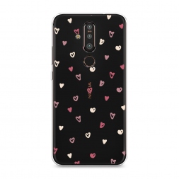 Силиконовый чехол Рисунок из сердечек на Nokia X71