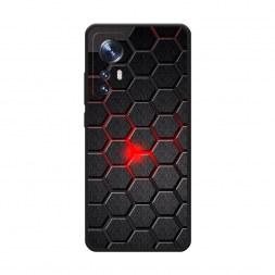 Матовый силиконовый чехол Соты красные на Xiaomi 12