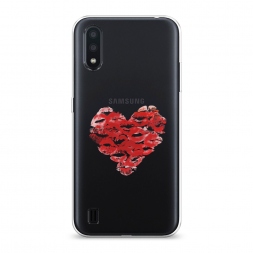 Силиконовый чехол Сердечко из поцелуев на Samsung Galaxy A01