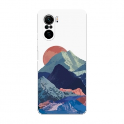 Закат в снежных горах на Xiaomi Poco F3