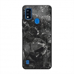 Матовый силиконовый чехол Чёрный кристалл текстура на ZTE Blade A51