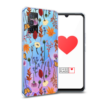 Силиконовый чехол Orange Purple flowers на Vivo Y75 4G