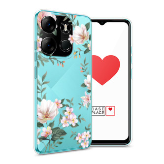 Силиконовый чехол Beautiful white flowers на Infinix Smart 7