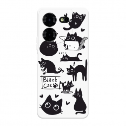 Soft touch ����� Black cat doodles �� Tecno Pova 5 Pro 5G