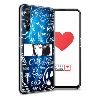 Силиконовый чехол Manga graffiti white на Realme 6 Pro