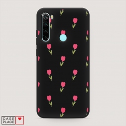 Матовый силиконовый чехол Паттерн из тюльпанов 2 на Xiaomi Redmi Note 8