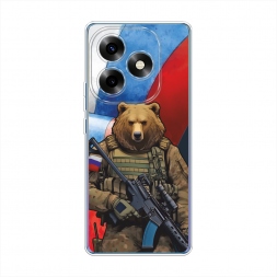 Силиконовый чехол Медведь-вояка на Itel S23 Plus