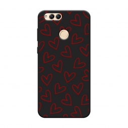 Матовый силиконовый чехол Little hearts doodles 2 на Honor 7X