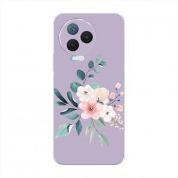 Силиконовый чехол Нежный букет на фиолетовом на Infinix NOTE 12 2023