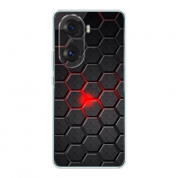 Силиконовый чехол Соты красные на Honor 60 Pro