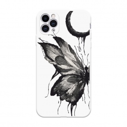 Soft touch белый Чернильная бабочка на iPhone 11 Pro