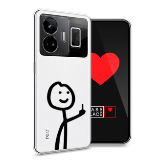 Силиконовый чехол Неприличный человечек чёрный на Realme GT3
