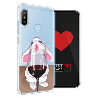 Силиконовый чехол Кролик облизывает бокал на Xiaomi Redmi 6 Plus