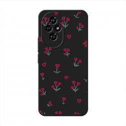 Матовый силиконовый чехол Красные тюльпанчики на Honor 200