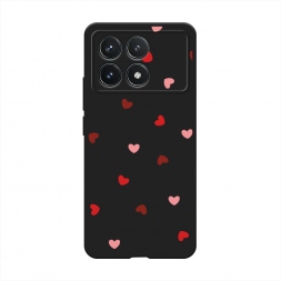 Матовый силиконовый чехол Бордовые сердечки 3 на Xiaomi Redmi K70 5G