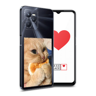 Силиконовый чехол Котик кушает на Realme C35